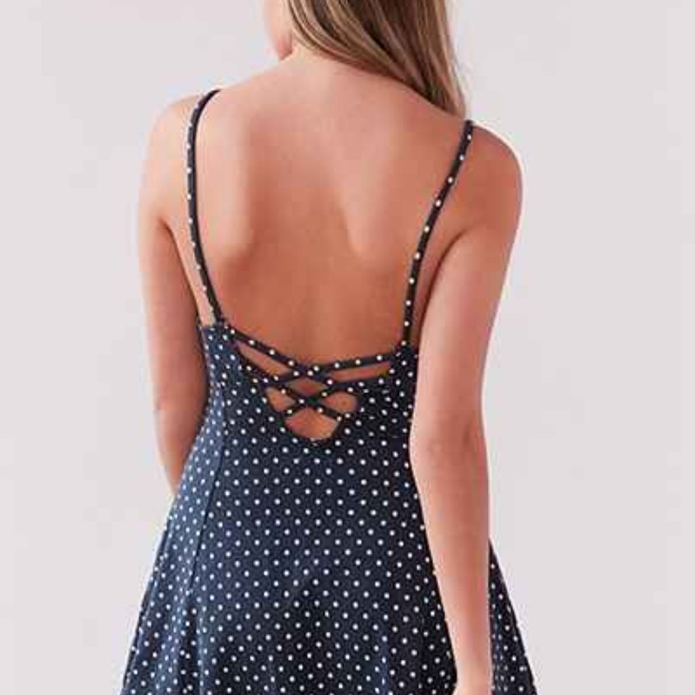 Kimchi Blue Marjery Printed Knit Fit + Flare Navy - Picture 2 of 5